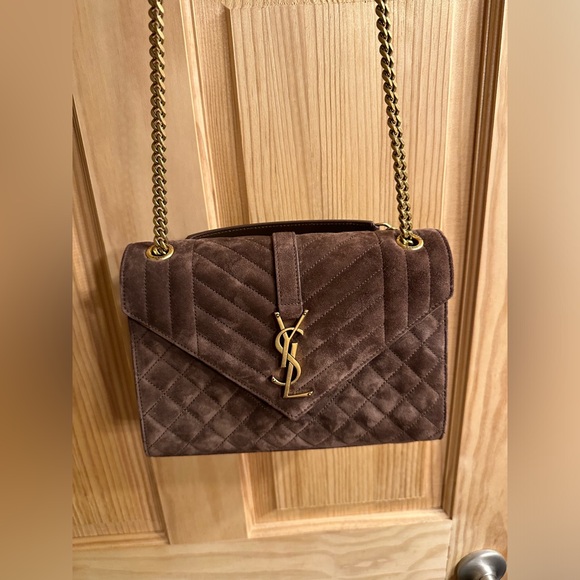 Yves Saint Laurent (ysl) medium suede envelope crossbody handbag/bag dark brown - Picture 4 of 12